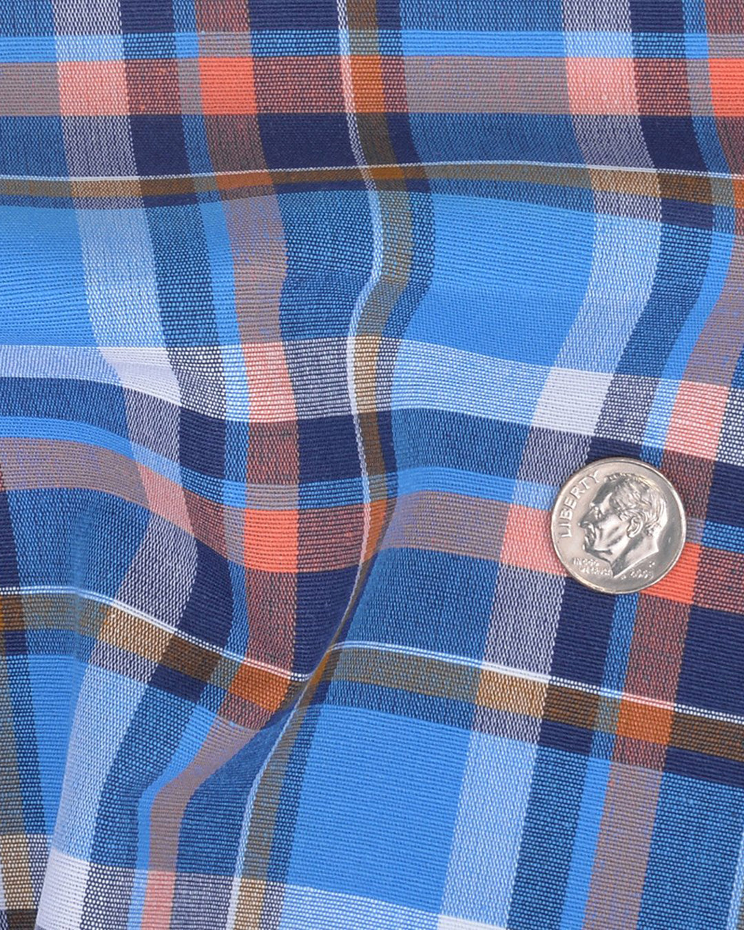 Blue Peach Navy Madras Checks