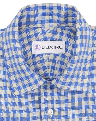 Linen:Cream Blue Gingham Checks