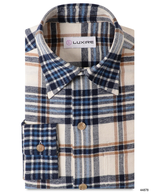 Blue &White Tartan Checks Work Shirt