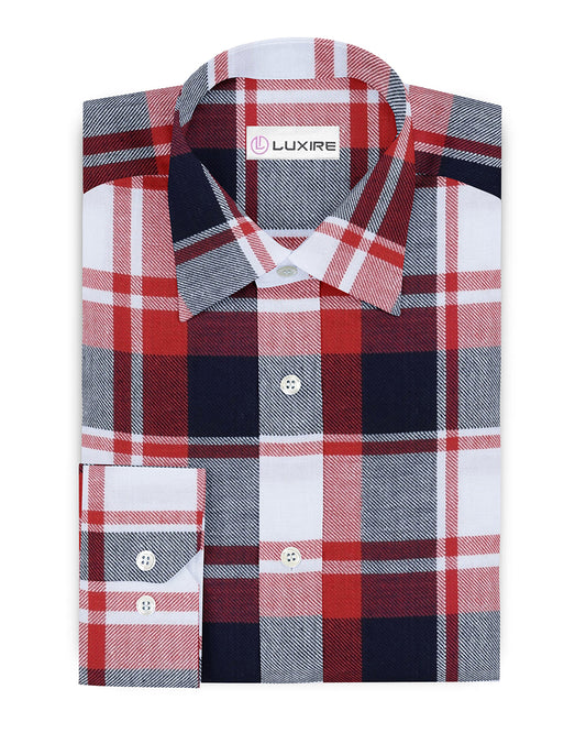 Bold Twill Red Black Checks on White