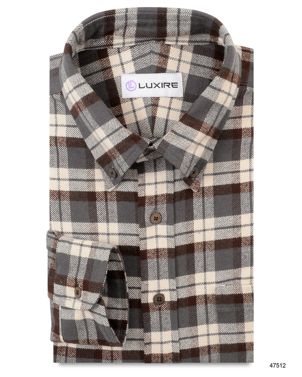 Brown Ecru Checks Flannel Shirt