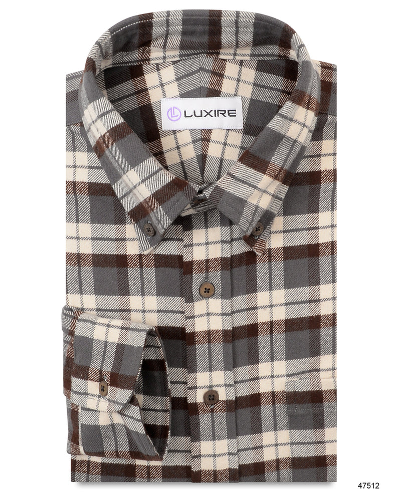 Brown Ecru Checks Flannel Shirt