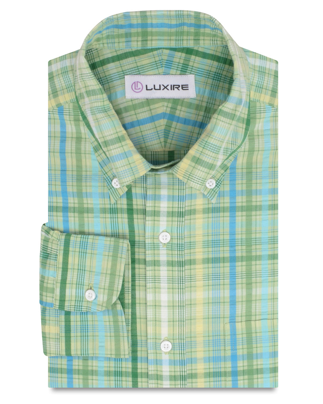 Blue Green Yellow Madras Seersucker - 1