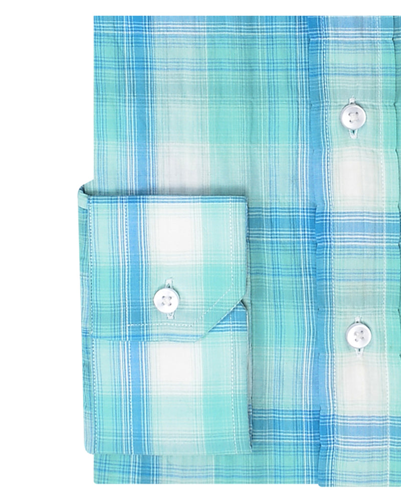 Summer Light Blue Turquoise Madras Checks Seersucker