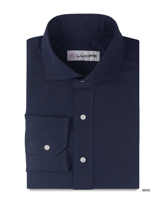 Solid Navy Blue Linen Shirt