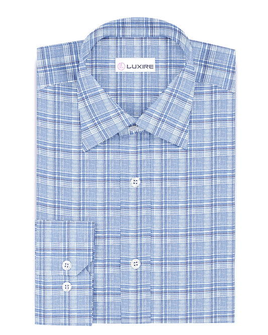 Zegna: Light Blue Tartan Checks Seersucker