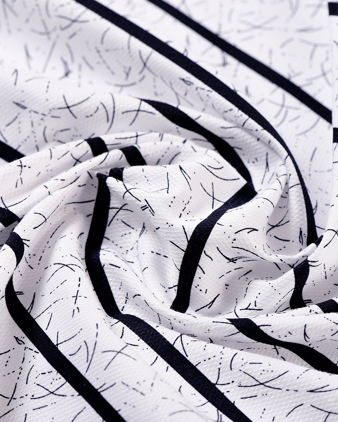 Printed White with Dark Navy Stripes Shirt - 4