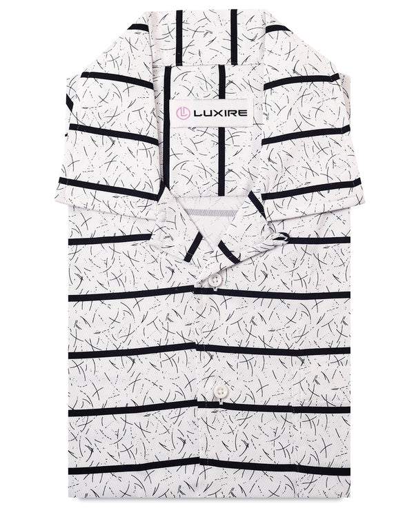 Printed White with Dark Navy Stripes Shirt