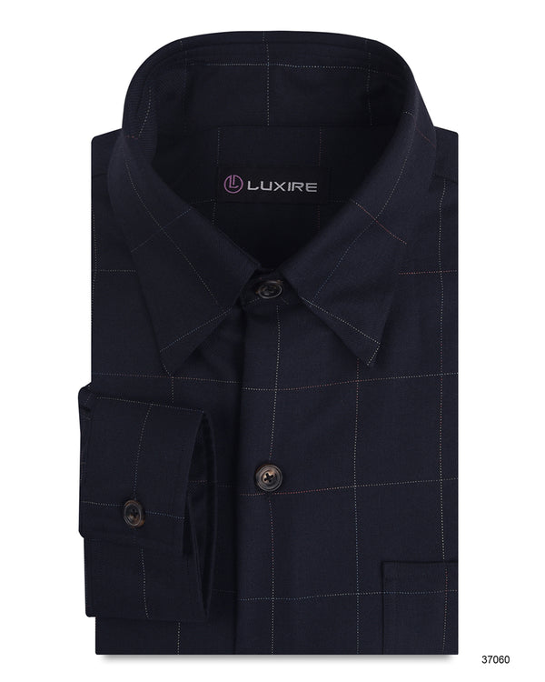 Dugdale Navy Windowpane Twill shirt