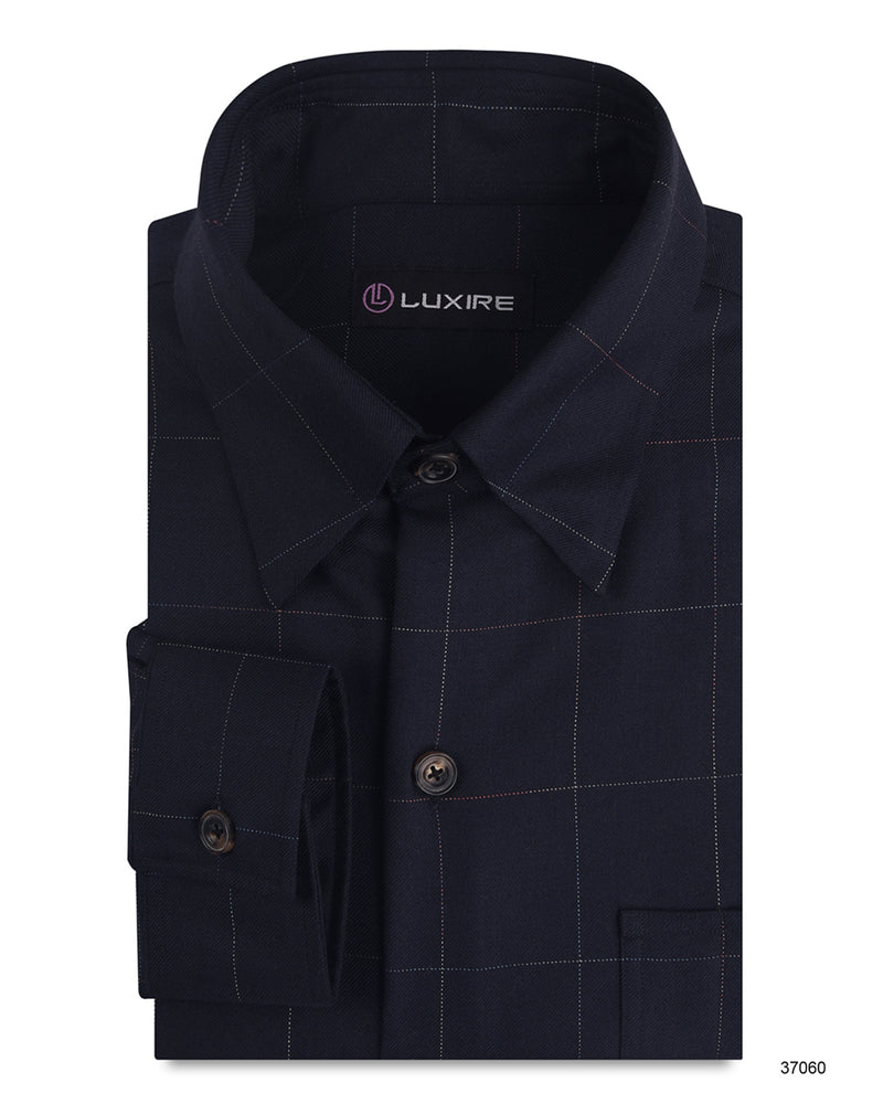 Dugdale Navy Windowpane Twill shirt