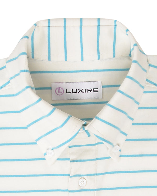 White Blue Striped Polo T-shirt