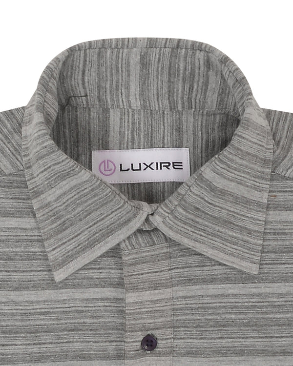 Grey Striped Polo T-shirt