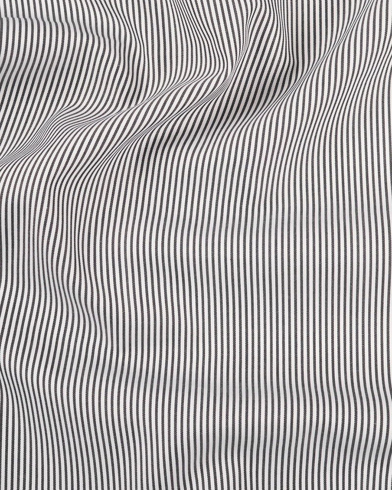 Brembana White Black Hairline Stripes Shirt