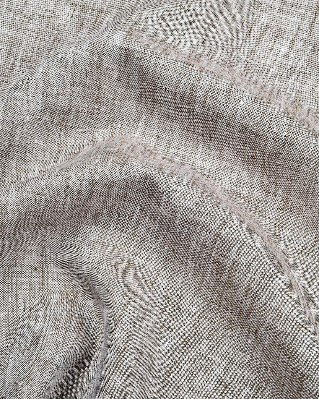 Pullover Shirt in Brown Linen Chambray - 5
