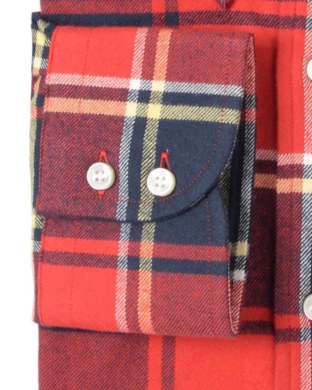 Red Navy Tartan Flannel Shirt - 3