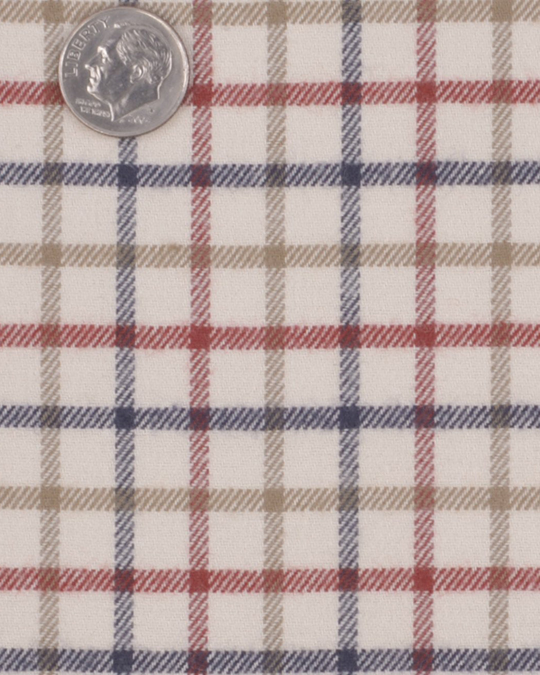 Cream Red Tan Country Checks Flannel - 5