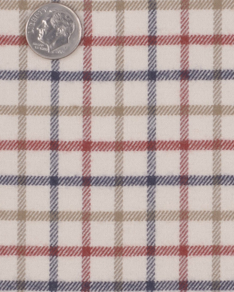 Cream Red Tan Country Checks Flannel