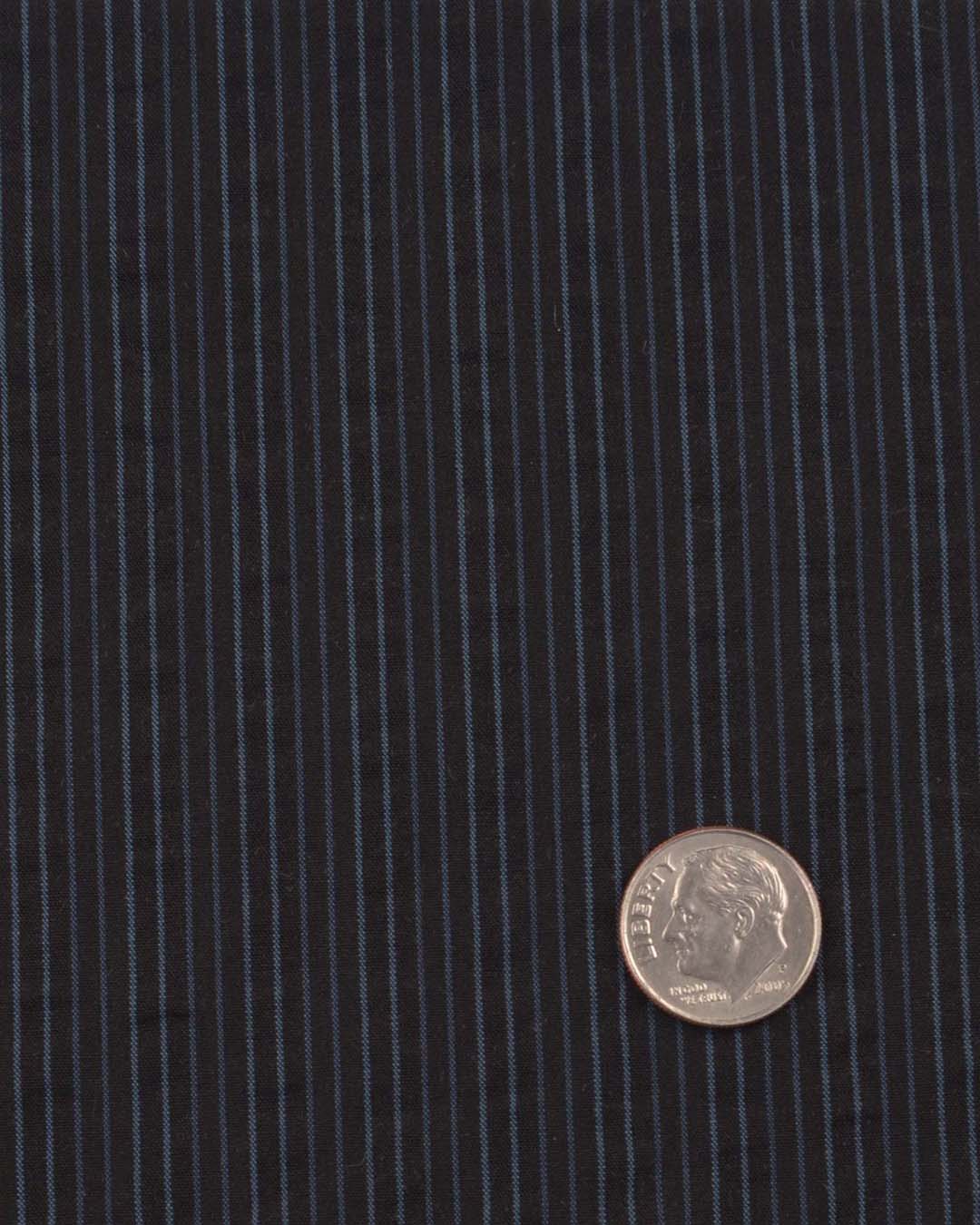 Navy on Black Stripes Seersucker - 5