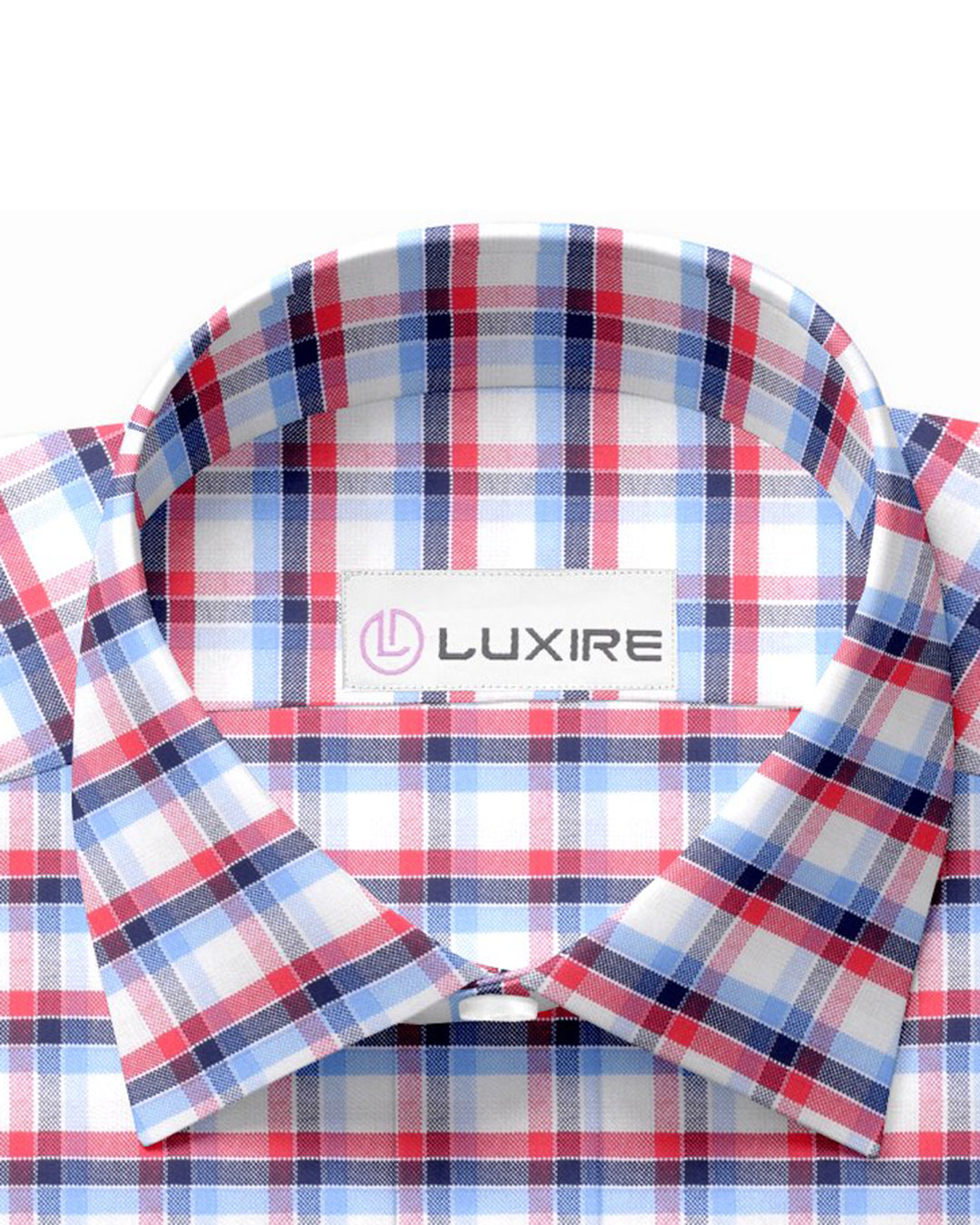 Red Blue White Tartan Checks Oxford - 2