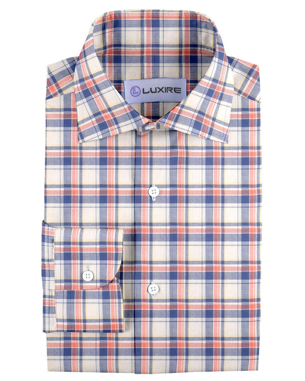 Blue Orange Tartan Checks On Yellow