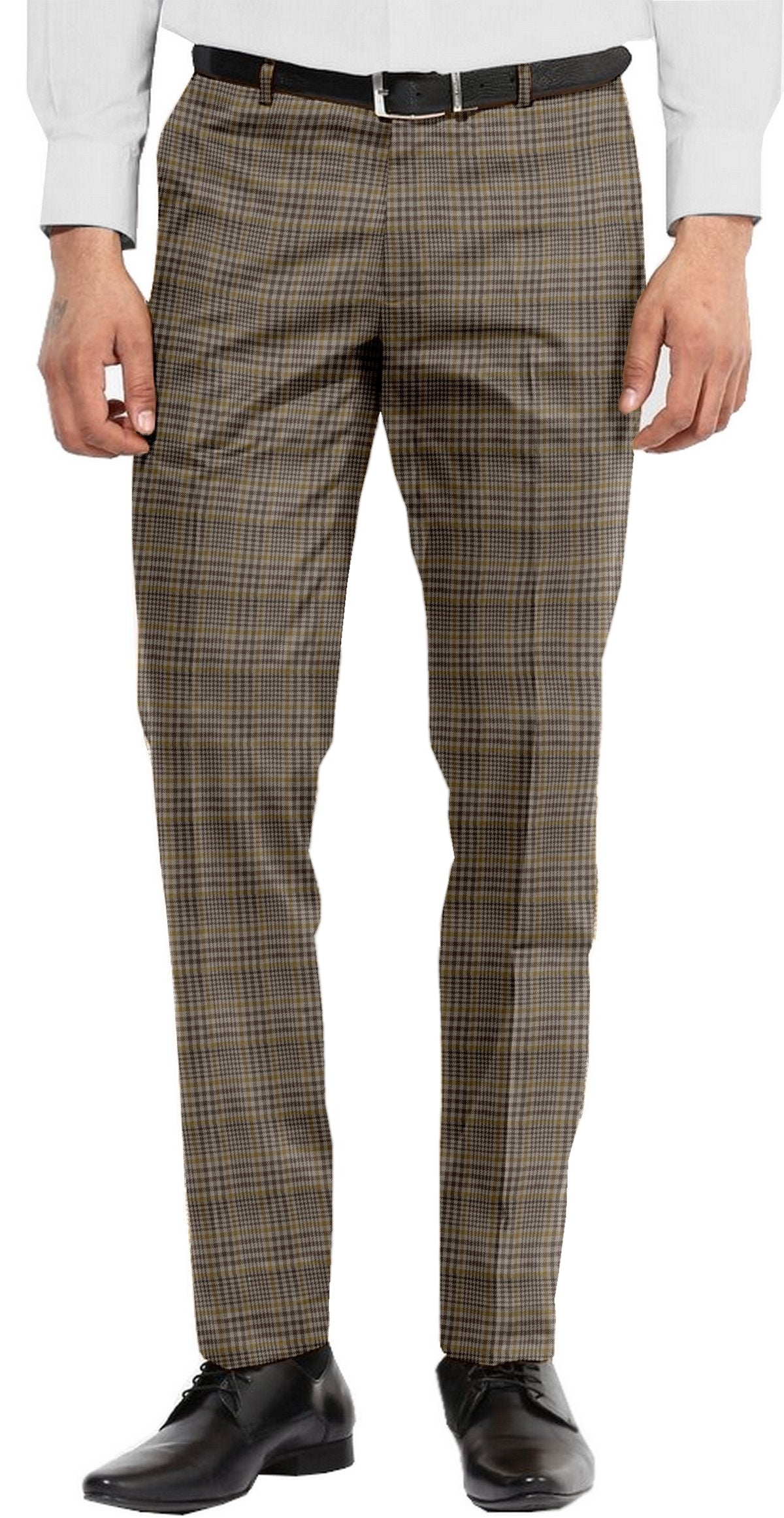 Dugdale Beige Brown Check With Gold Overcheck - 1