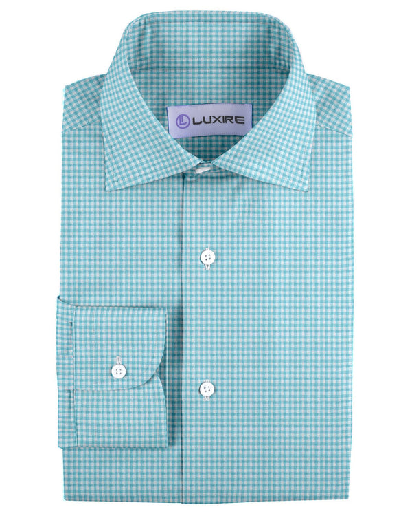 Linen:Aqua Blue Mini Gingham