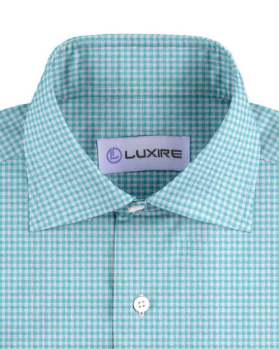 Linen:Aqua Blue Mini Gingham