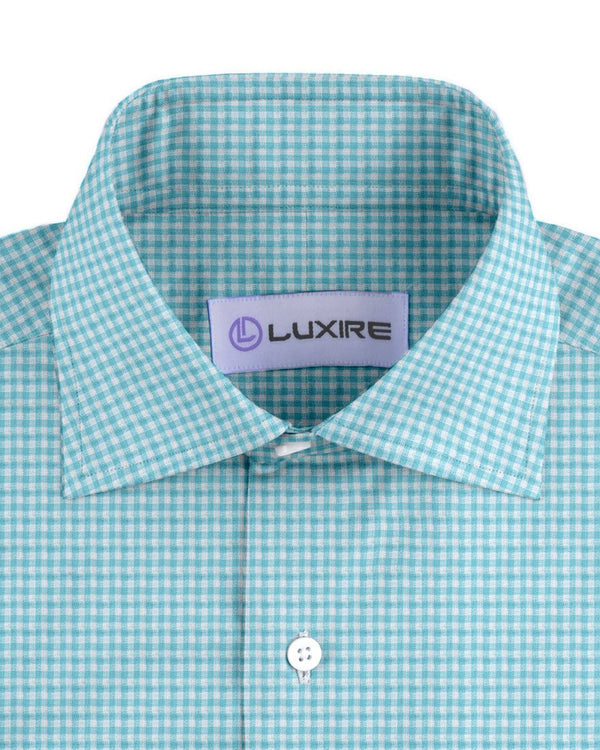 Linen:Aqua Blue Mini Gingham