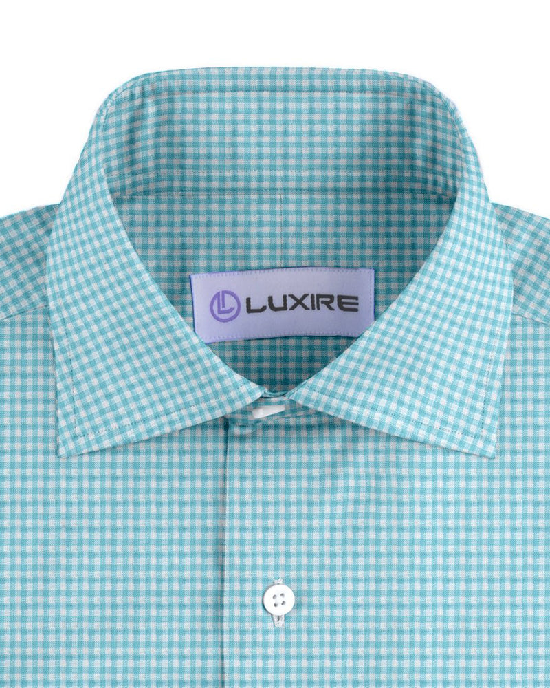 Linen:Aqua Blue Mini Gingham