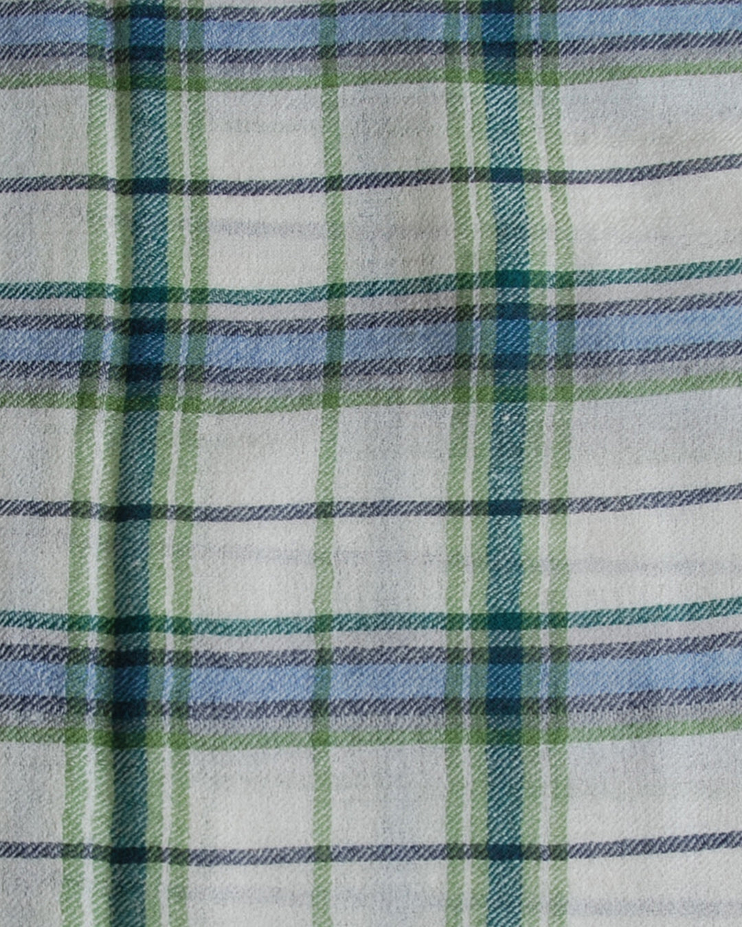 Pure Cashmere Scarf - Green Blue Cream Plaid - 3
