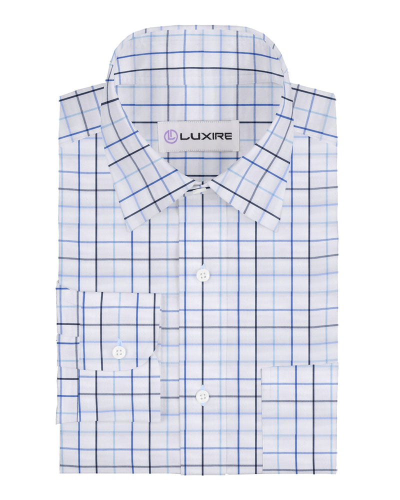 Shades Of Blue Checks On White