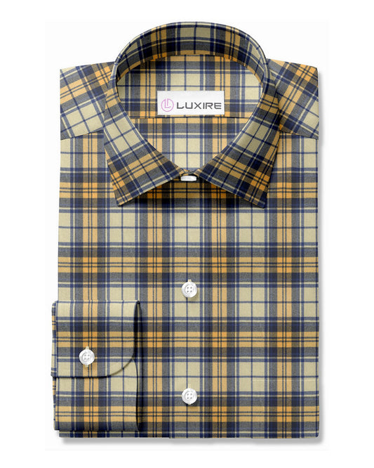 Twill Tartan Checks - Blue Yellow Ecru