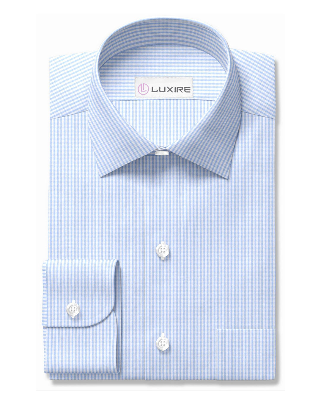 Pale Blue Micro Gingham - 1