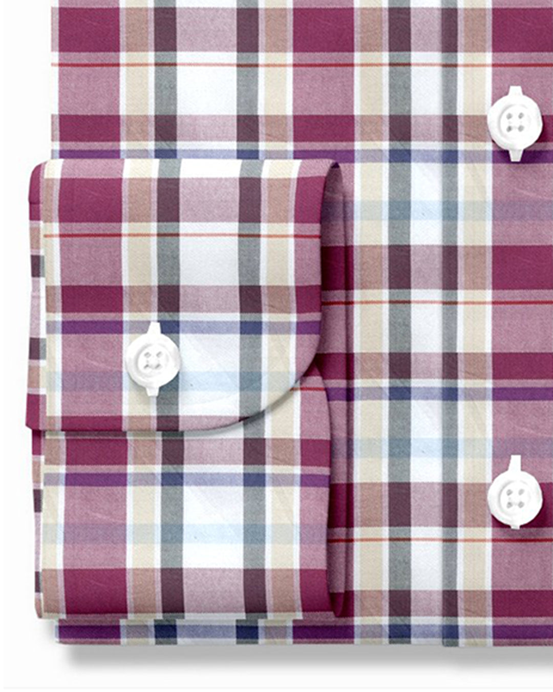 Easy-to-Iron Maroon White Ecru Oxford Checks - 3