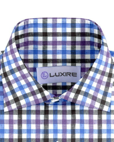Purple Blue Black Gingham Linen