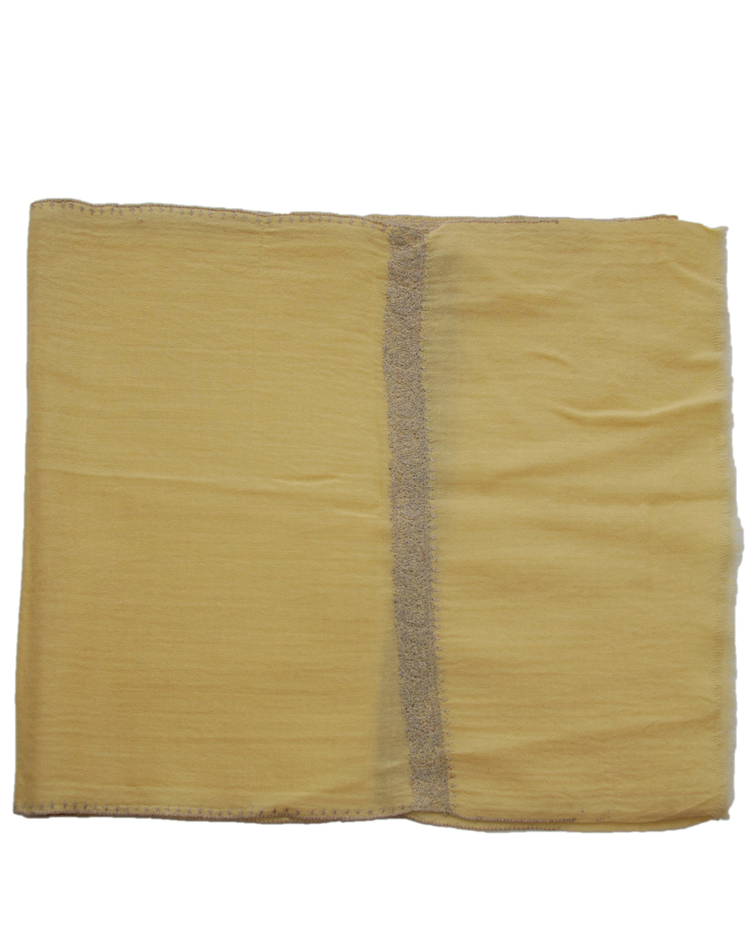 Pure Cashmere Scarf - Yellow Grey Embroidery - 2